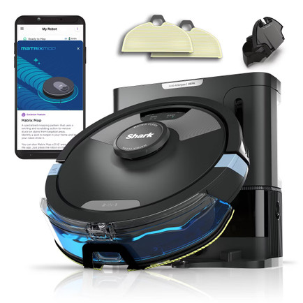 Shark Matrix 2-in-1 robot vacuum and mop with self-emptying base, app controls, and smart home compatibility