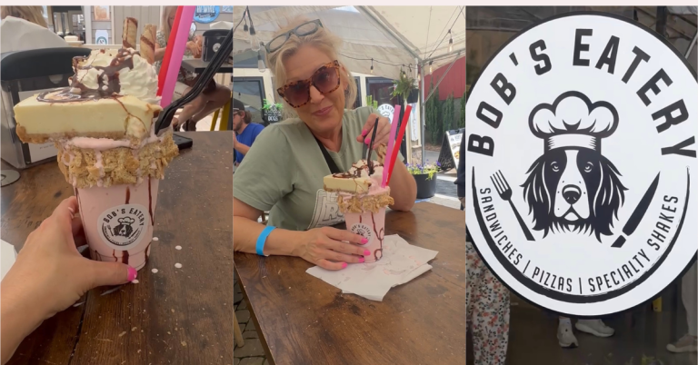 Strawberry cheesecake milkshake at Bob's Eatery in Blue Ridge Georgia