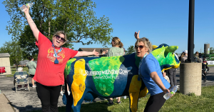 Empty nest mom Mandy McMahan and daughter Lauren at the Running With the Cows 5K in Bucyrus Kansas