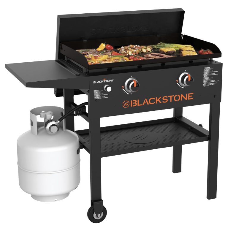 Blackstone two-burner outdoor griddle with propane tank